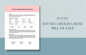 South Carolina Boat Bill Of Sale Template