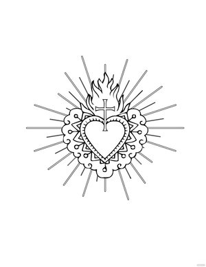 Traditional Sacred Heart Drawing