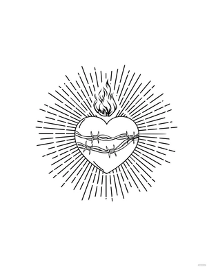 Realistic Sacred Heart Drawing