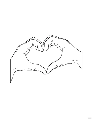 Heart Shape Hands Coloring Page