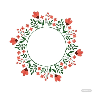 Round Floral Frame Vector