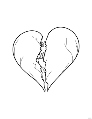 Broken Heart Coloring Page
