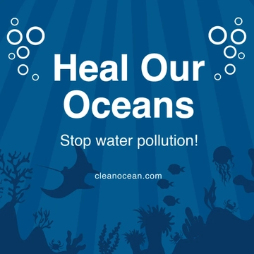 Free Ocean Pollution Awareness Linkedin Post Template to Edit Online