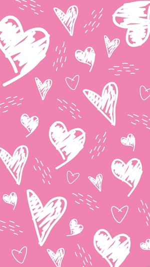 Doodle White Heart Shape Background