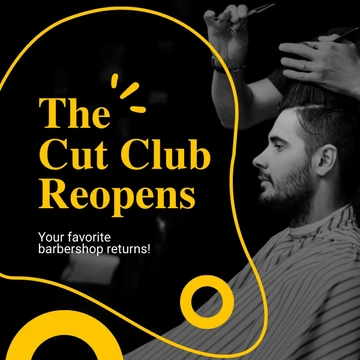 Free Barber Shop Reopening Instagram Post Template to Edit Online