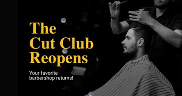 Free Barber Shop Reopening Facebook Post Template to Edit Online