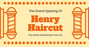 Free Barber Shop Grand Opening Facebook Post Template to Edit Online