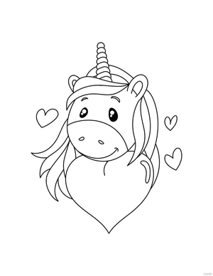 Unicorn Love Coloring Page