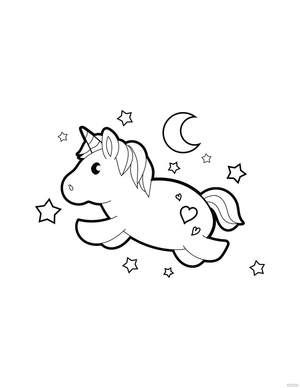 Fancy Unicorn Coloring Page