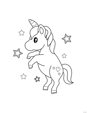 Kawaii Unicorn Coloring Page