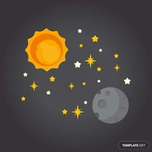 Sun Moon and Stars Vector
