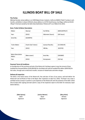 California Boat Bill of Sale Template