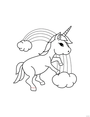 Rainbow Unicorn Coloring Page