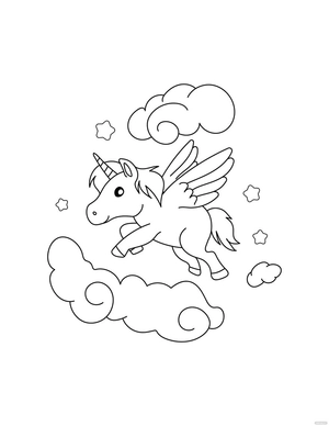 Flying Unicorn Coloring Page