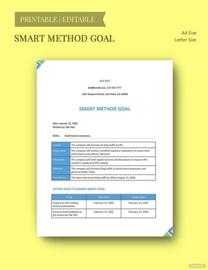 Smart Method Goals Template