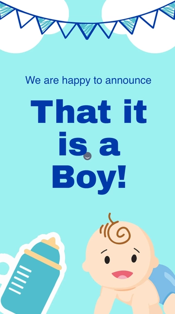 Free Boy Pregnancy Announcement Instagram Story Template to Edit Online