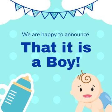 Free Boy Pregnancy Announcement Linkedin Post Template to Edit Online