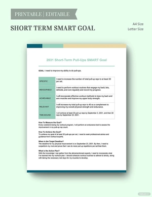 Short Term Smart Goals Template