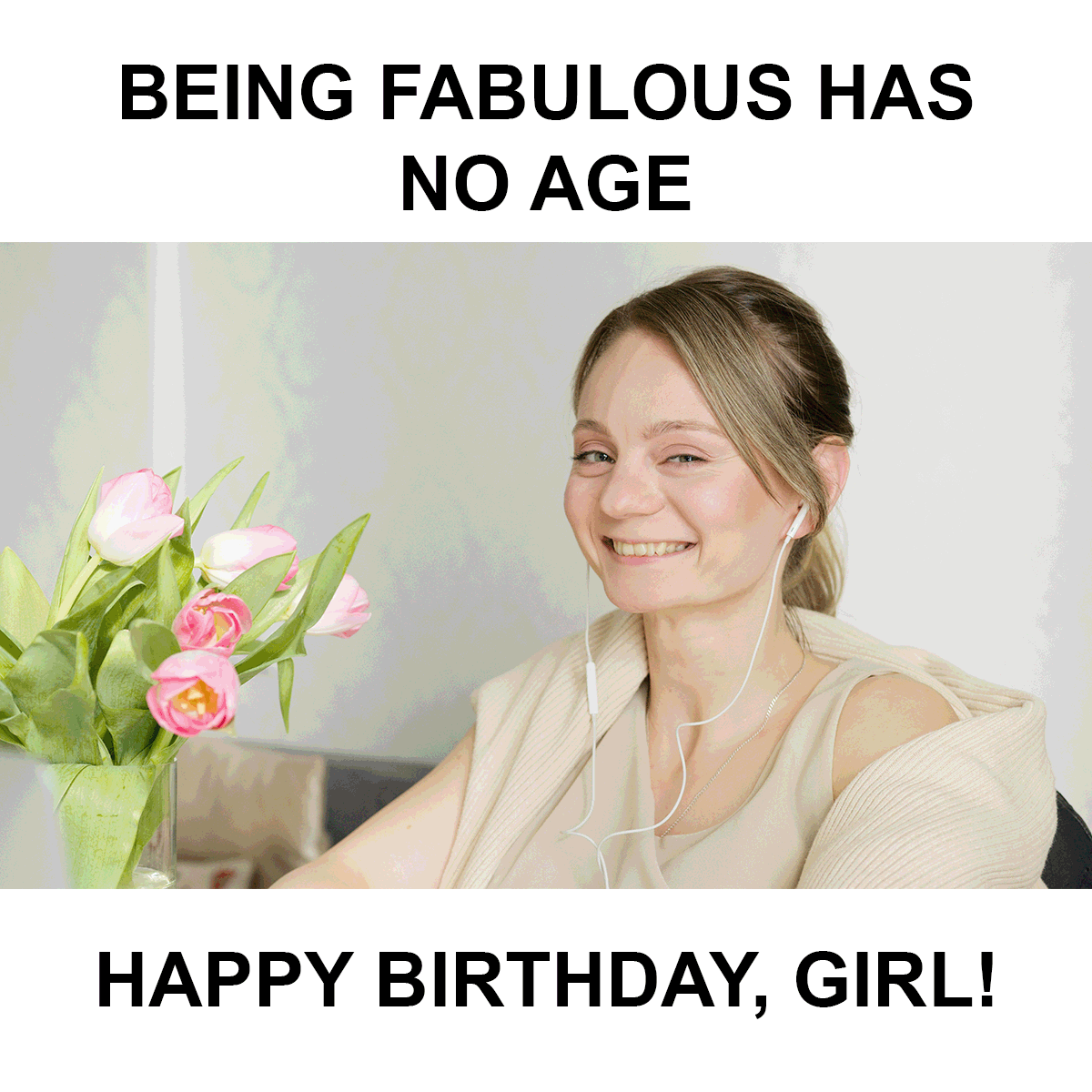 Happy Birthday Meme For Women Flowers