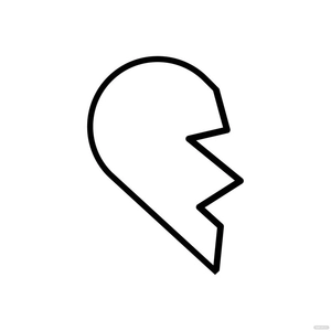 Half Broken Heart Outline Clipart