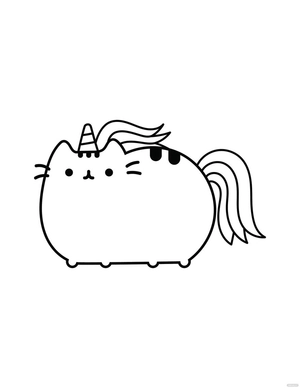 Pusheen Unicorn Coloring Page