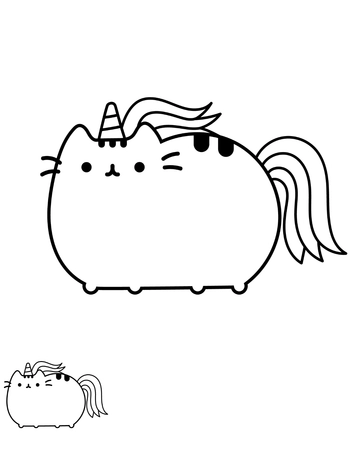 Free Pusheen Unicorn Coloring Page Template to Edit Online