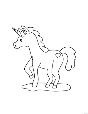 Easy Unicorn Coloring Page