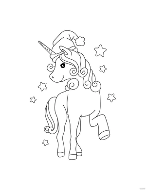 Christmas Unicorn Coloring Page