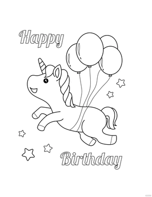 Unicorn Birthday Coloring Page