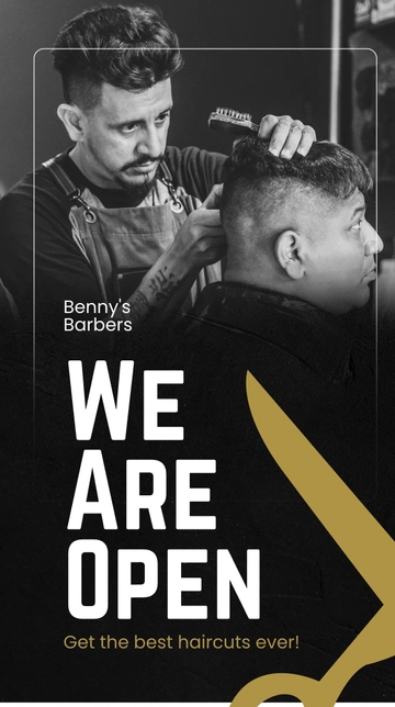 Free We Are Open Barber Shop Whatsapp Post Template to Edit Online