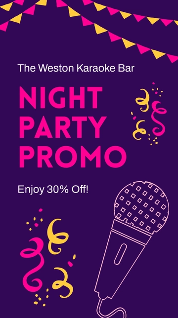 Free Karaoke Night Party Whatsapp Post Template to Edit Online