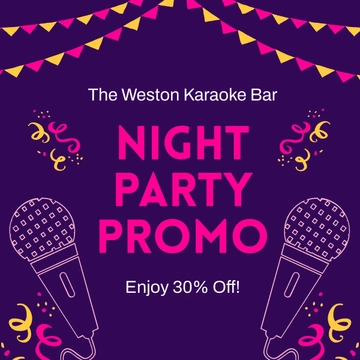 Free Karaoke Night Party Instagram Post Template to Edit Online