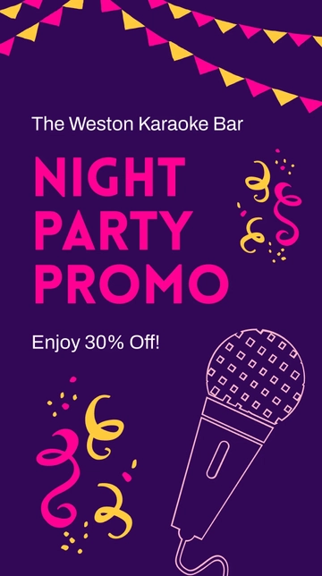 Free Karaoke Night Party Instagram Story Template to Edit Online