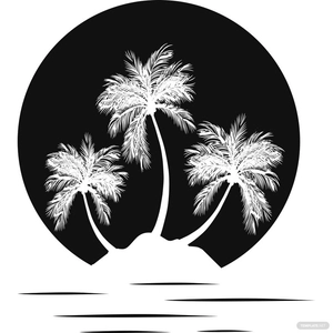 White Palm Tree Silhouette