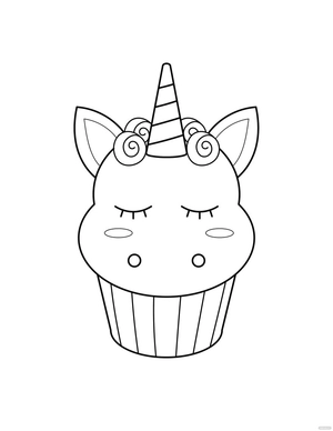 Unicorn Cupcake Coloring Page