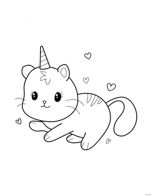 Unicorn Kitty Coloring Page