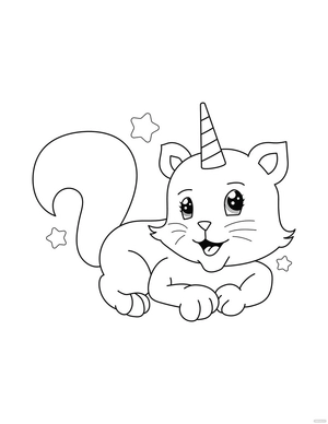 Unicorn Cat Coloring Page