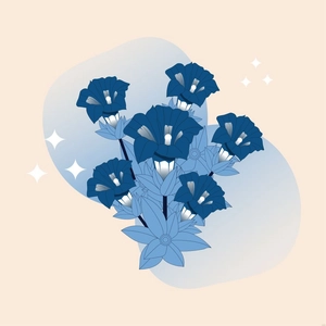 Vintage Blue Flower Illustration