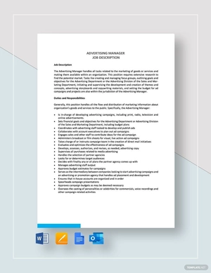 Advertising Manager Job Description