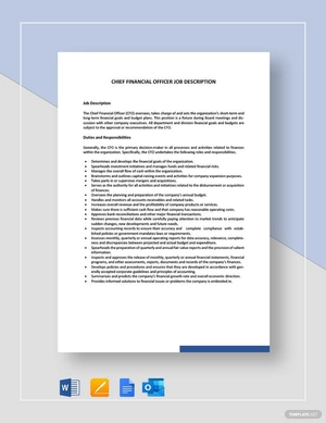 Chief Financial Officer Job Description