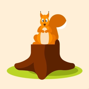 Squirrel on Tree Stumps Vector Template