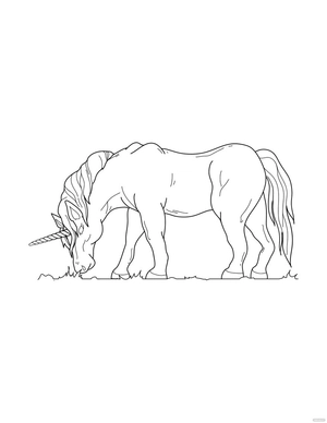 Grazing Unicorn Coloring Page