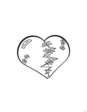 Stitched Broken Heart Drawing