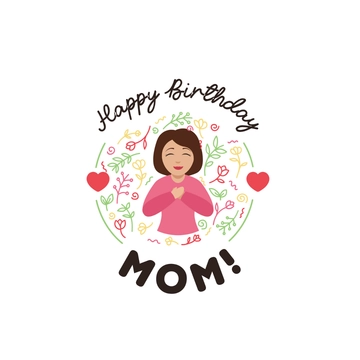 Free Happy Birthday Mom Clipart Template to Edit Online