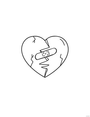 Broken Heart Line Drawing