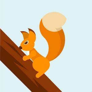 Squirrel on Tree Vector Template