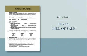 Texas Bill of Sale for Car Template