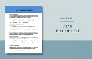 Utah Bill of Sale for Car Template