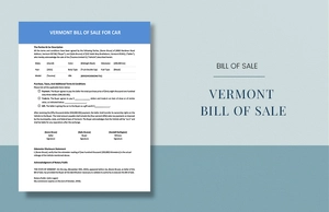 Vermont Bill of Sale for Car Form Template Vermont Bill of Sale for Car Form Template
