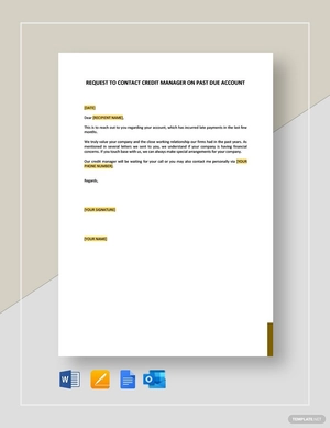 Request to Contact Credit Manager on Past Due Account Template